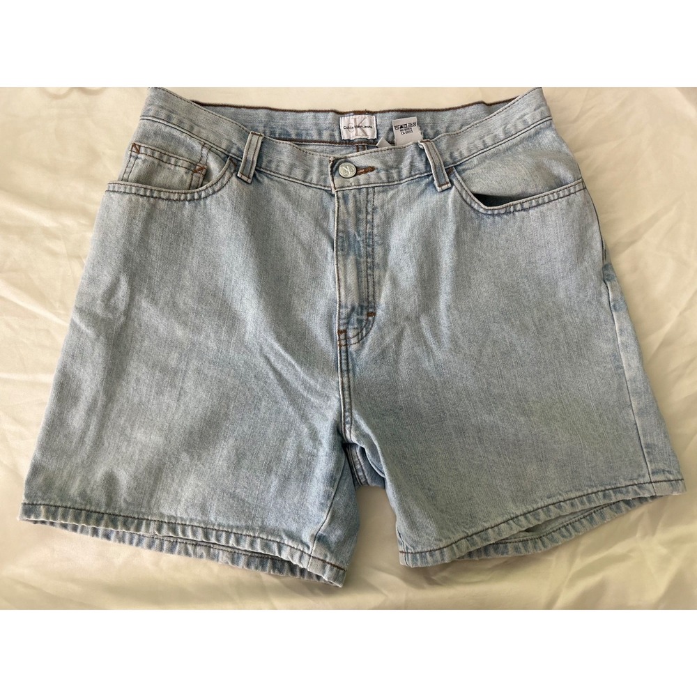 Calvin Klein Vintage 5 Pocket Light Blue Denim Shorts Size 10 Easy Fit